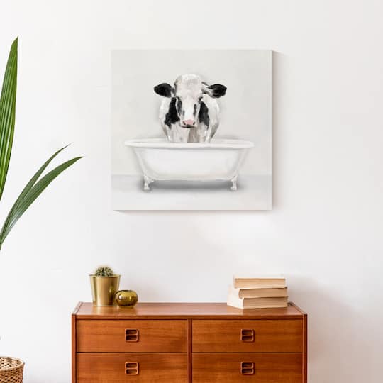 Cow In The Tub 20" x 20" Canvas Wall Art